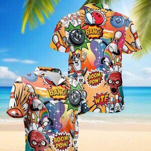 Funny Bowling Unisex Hawaiian Shirt, Bowling Aloha Shirt